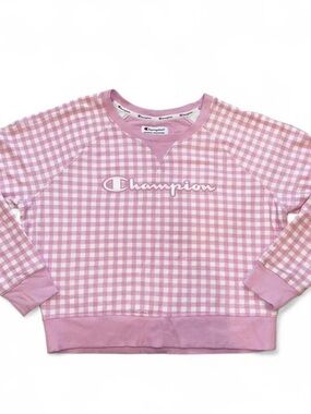 Champion Pink Gingham Crewneck Sweatshirt